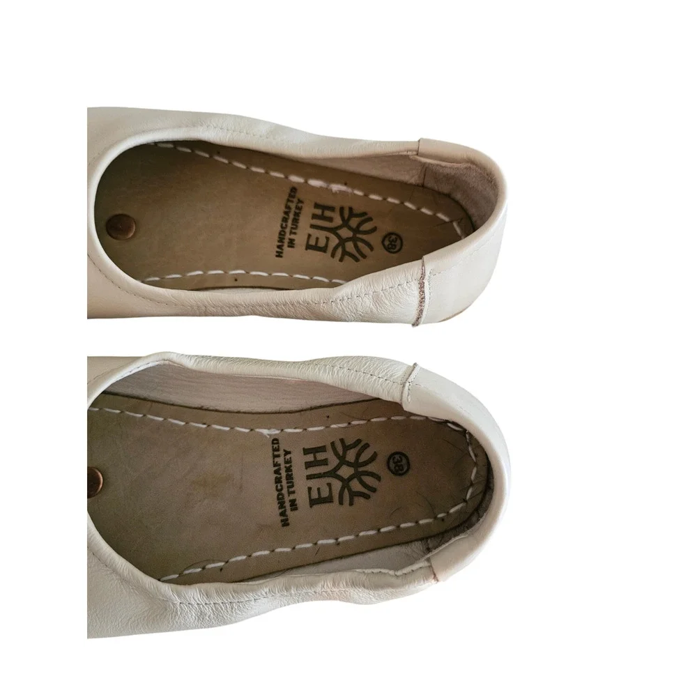 EH Earthing Harmony Grounding Cream Leather Ballet Flats 7.5